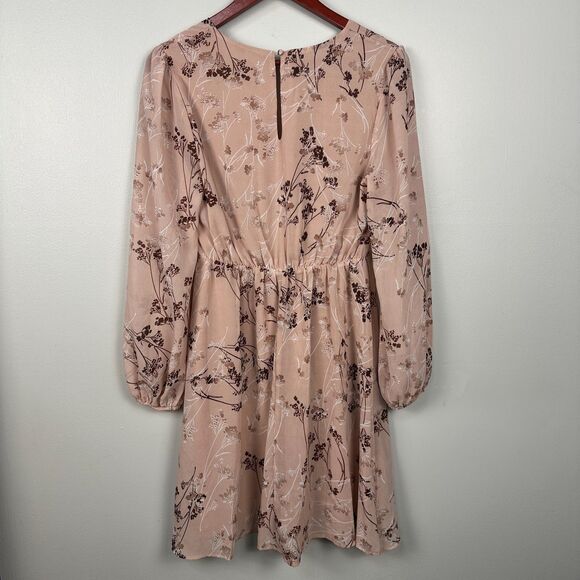NWT Baltic Born Size Medium Long Sleeve Floral Mini Dress V-Neck Pink - Picture 5 of 5